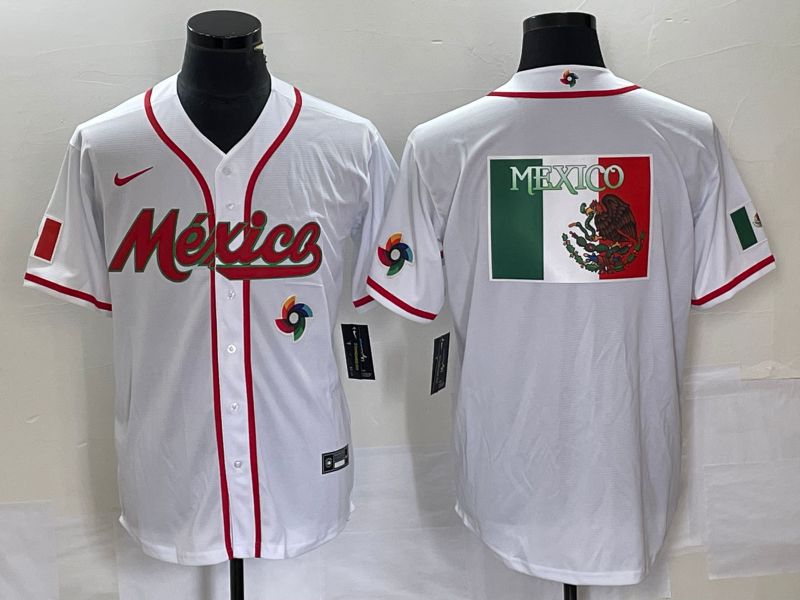 Men 2023 World Cub Mexico Blank White Nike MLB Jersey11